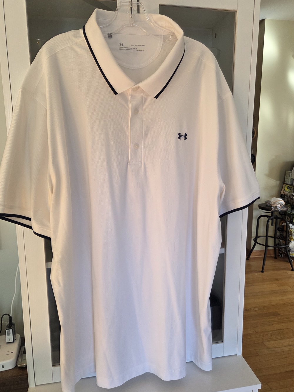 Under Armour Men’s White Polo with Navy Accent